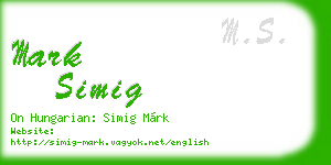 mark simig business card